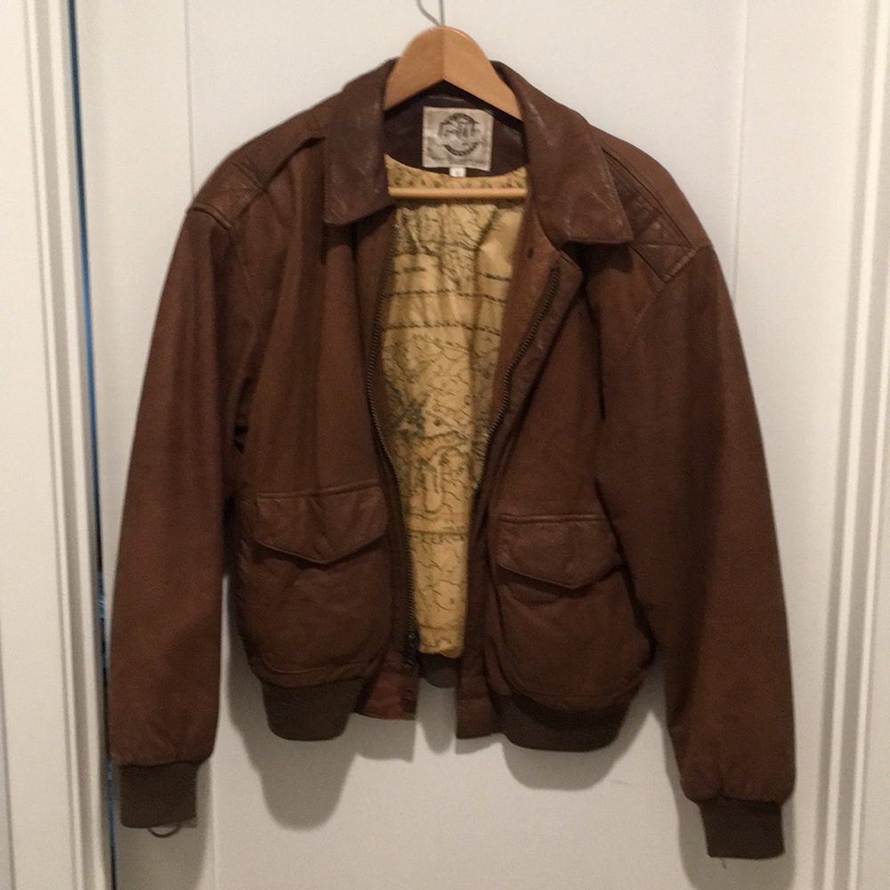 BRASS PLUM NORDSTROM brown leather bomber jacket